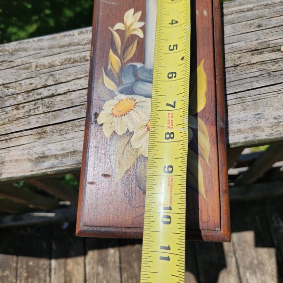 Vintage Hand Painted Floral & Candle Wood Wall Decor Set Farmhouse, Country, Rus - Picture 4 of 11